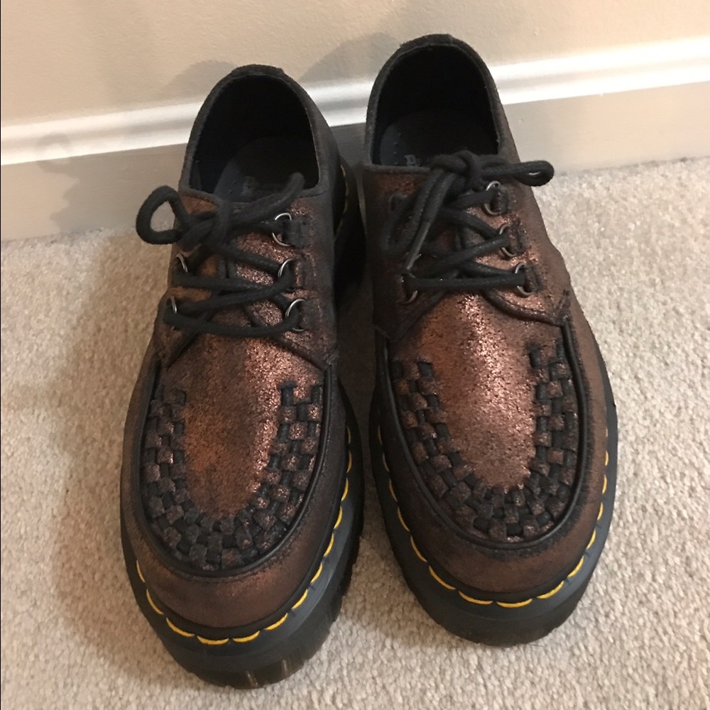 Dr. Martens Metallic Bronze Woven Platform creeper Boots